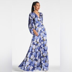 Sachin & Babi Jenny Blue and White Floral Print Maxi Dress size 2 new with tags